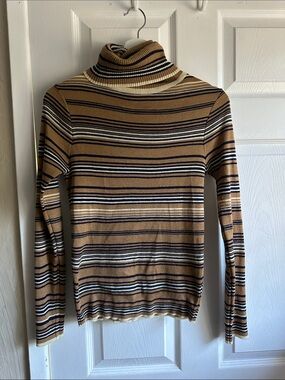 Vintage Retro Women's Striped Turtleneck Sweater